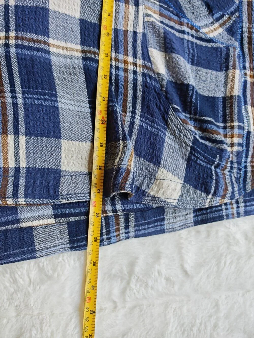 Free People We The Free By The Shore Plaid Shirt XS Blue Oversized V-Neck Pullov